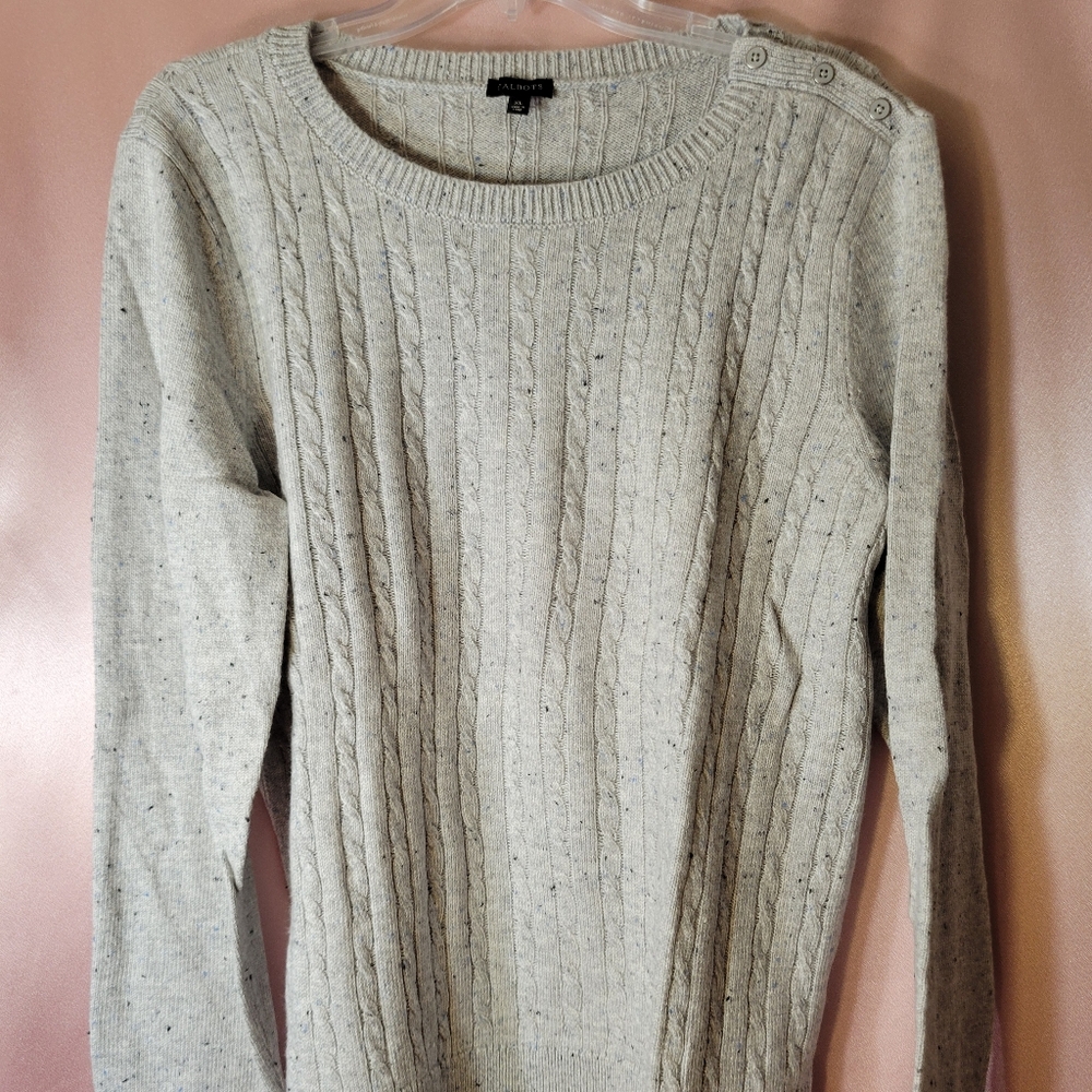 Talbots New Gray Cable Knit Sweater